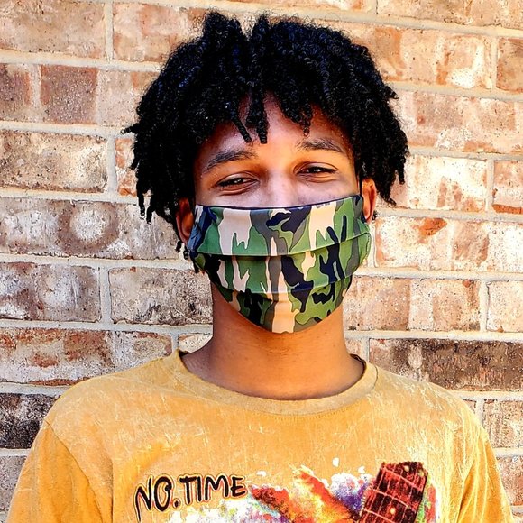 Camo Unisex Handmade Cotton Face Mask, Reuse/Wash. - Picture 3 of 6
